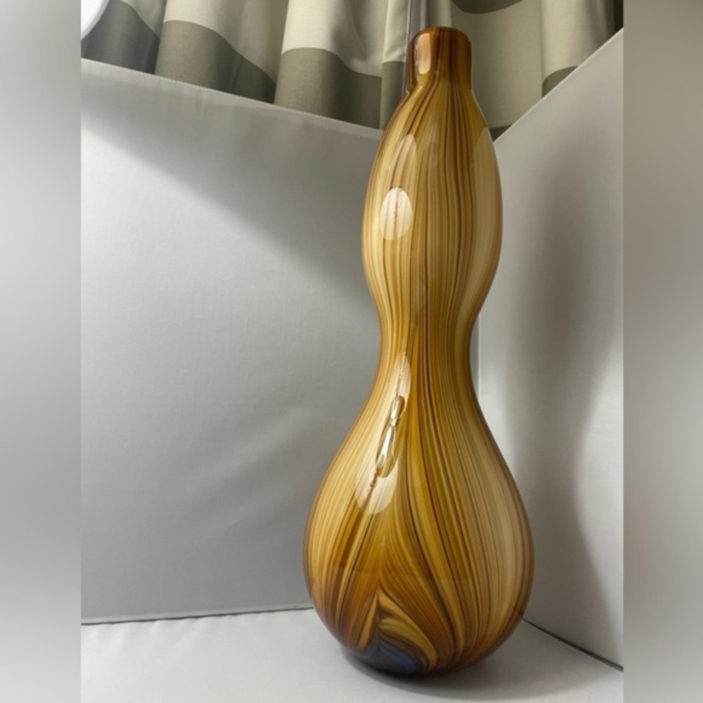 Tozai‎ Art Glass Cased Glass Vase 15.5" Brown Amber Orange